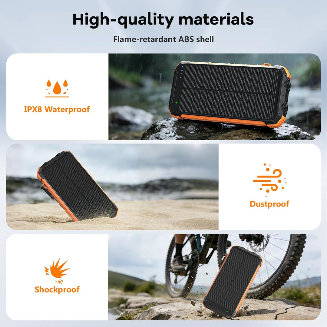ERRBBIC Cargador solar de 20000 mAh, cargador inalámbrico portátil,...