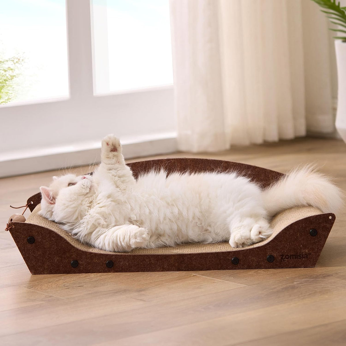 Cama rascador de cartón para gatos de interior de 26 pulgadas, 1