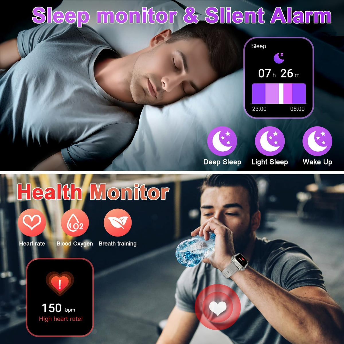 Reloj inteligente para hombre, rastreador de actividad física: relojes inteligentes militares para hombres, relojes digitales para hombre, marca/respuesta de llamadas, correr, resistente al agua, reloj inteligente, teléfonos Android, iPhone, Samsung
