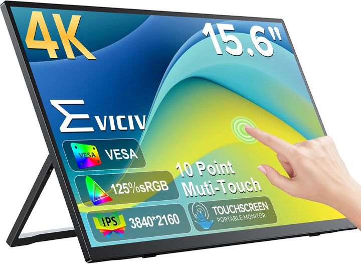 Monitor portátil con pantalla táctil 4K, 15.6" 125% sRGB 10-Poi...