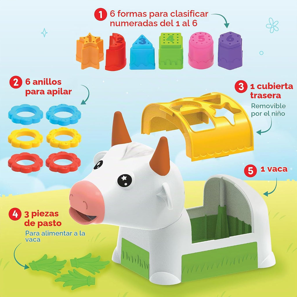 Imagimake Leaps & Bounds - Clasificador de forma de vaca, juguete de