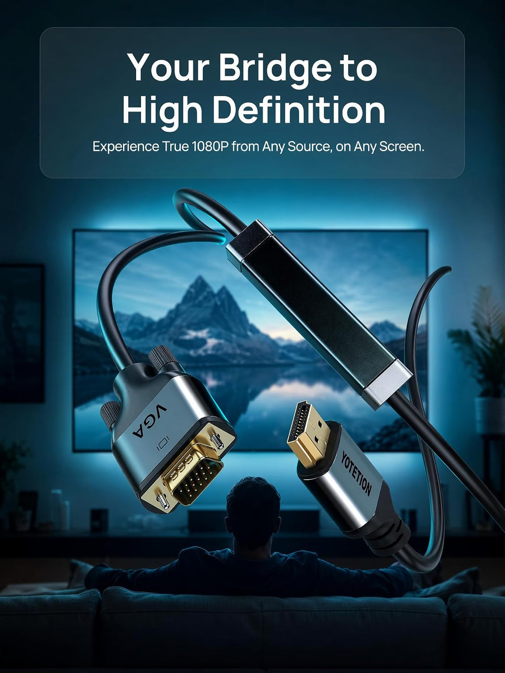 Cable HDMI a VGA de 30 pies con IC, HDMI a VGA chapado en oro compatible para computadora, computadora de escritorio, laptop, PC, monitor, proyector, HDTV, Raspberry Pi, Roku, Xbox y más