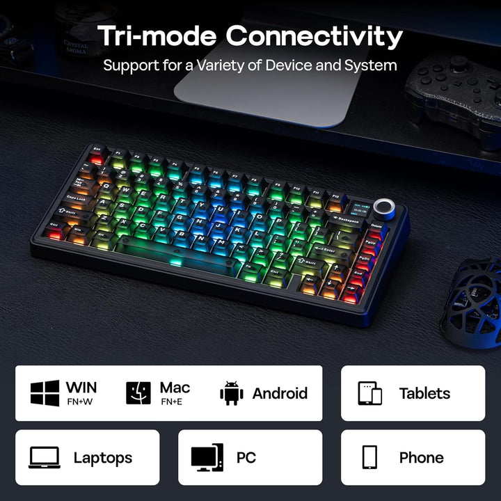 EPOMAKER X Aula F75 MAX Teclado mecánico inalámbrico con pantalla T...
