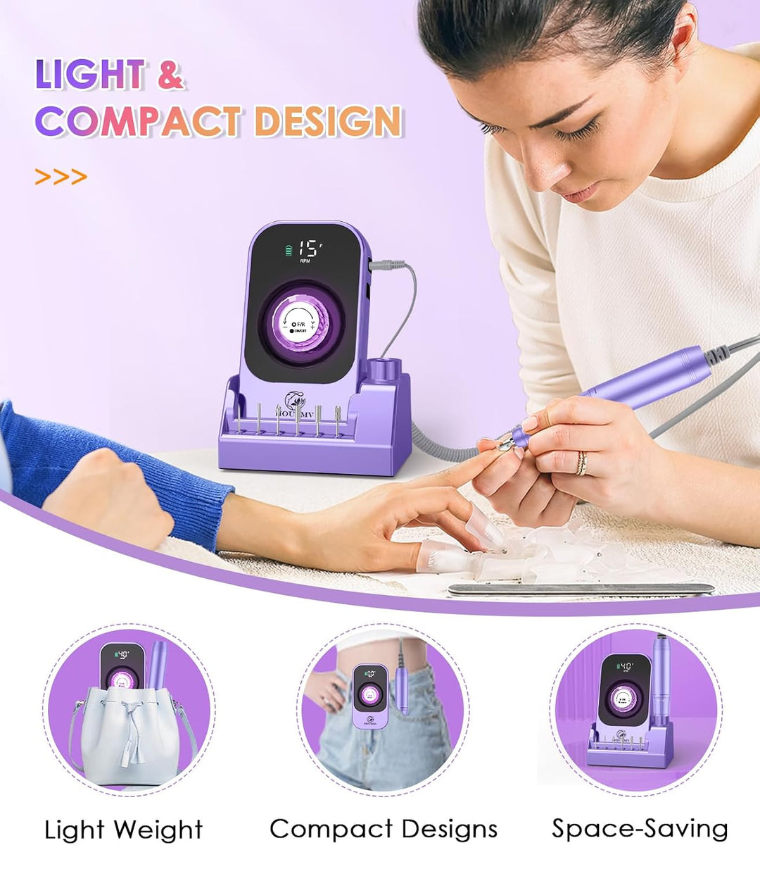 Máquina de taladro de uñas eléctrica portátil: Lima de uñas profesi...