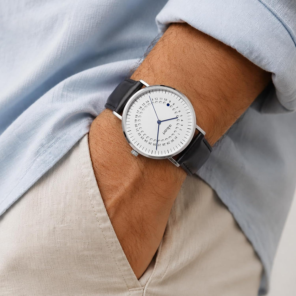 Reloj para Hombre a.b.art – Indicador de Fecha Saltante, Movimiento de Cuarzo Ronda, Cristal de Zafiro, Caja Ultrafina de Acero Inoxidable, Reloj de Pulsera Minimalista Estilo Bauhaus 41MM