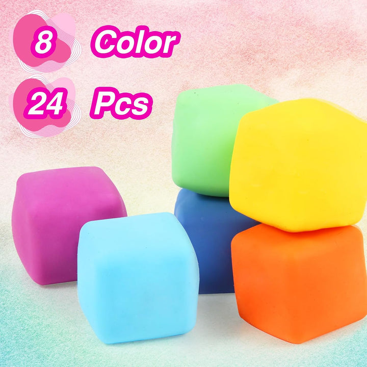 24 paquetes de cubos de estrés de crecimiento lento bolas