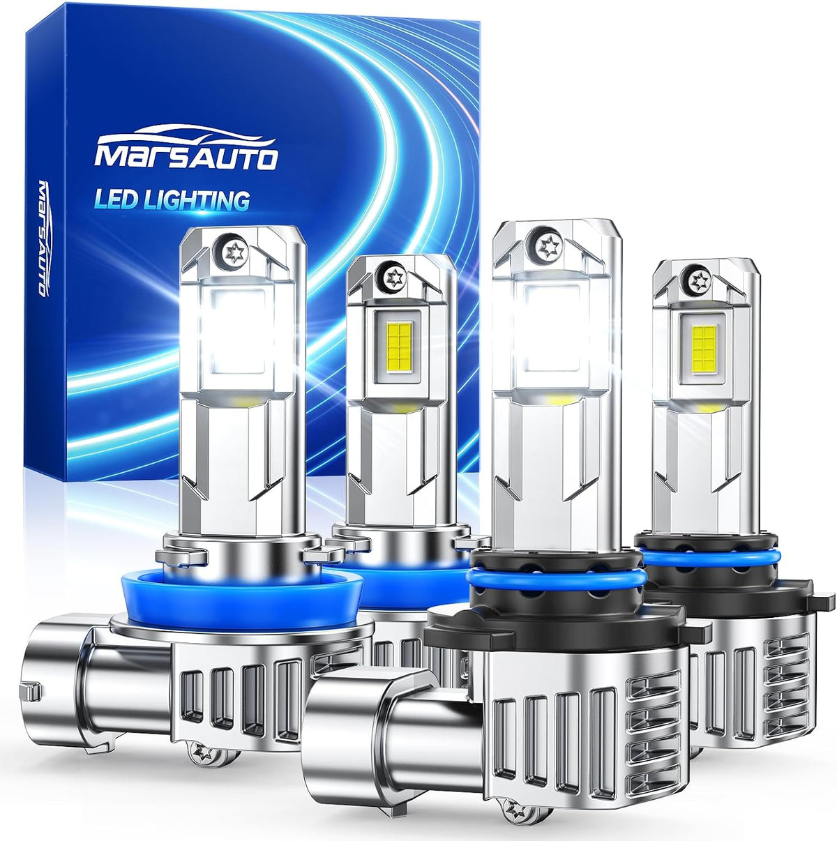 Marsauto Combo de bombillas LED 9005 H11, 60,000 lúmenes, 600% más
