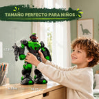 STEMTRON Robot de juguete para niños, robot programable de control remoto con detección inteligente de gestos, recarga, modo de canto y baile, lanzador (verde)