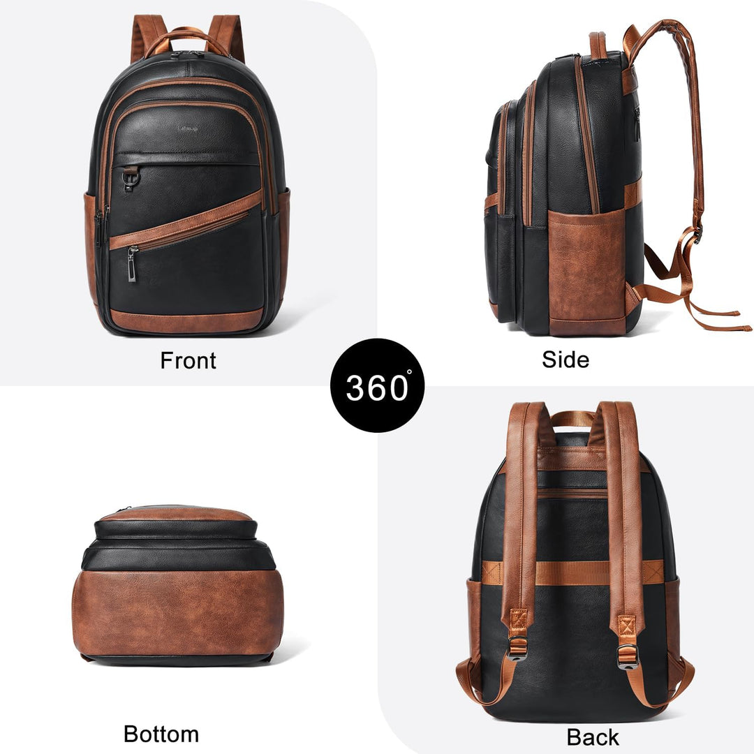 LATMAP Mochila de 43L para mujer: mochila de cuero vegano que se aj...