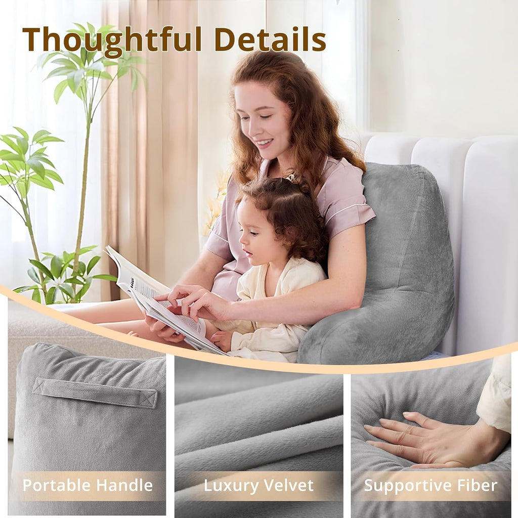 Sasttie Reading Pillow para Cama, Cojín para Espalda para Sentarse Recto, Gris Oscuro