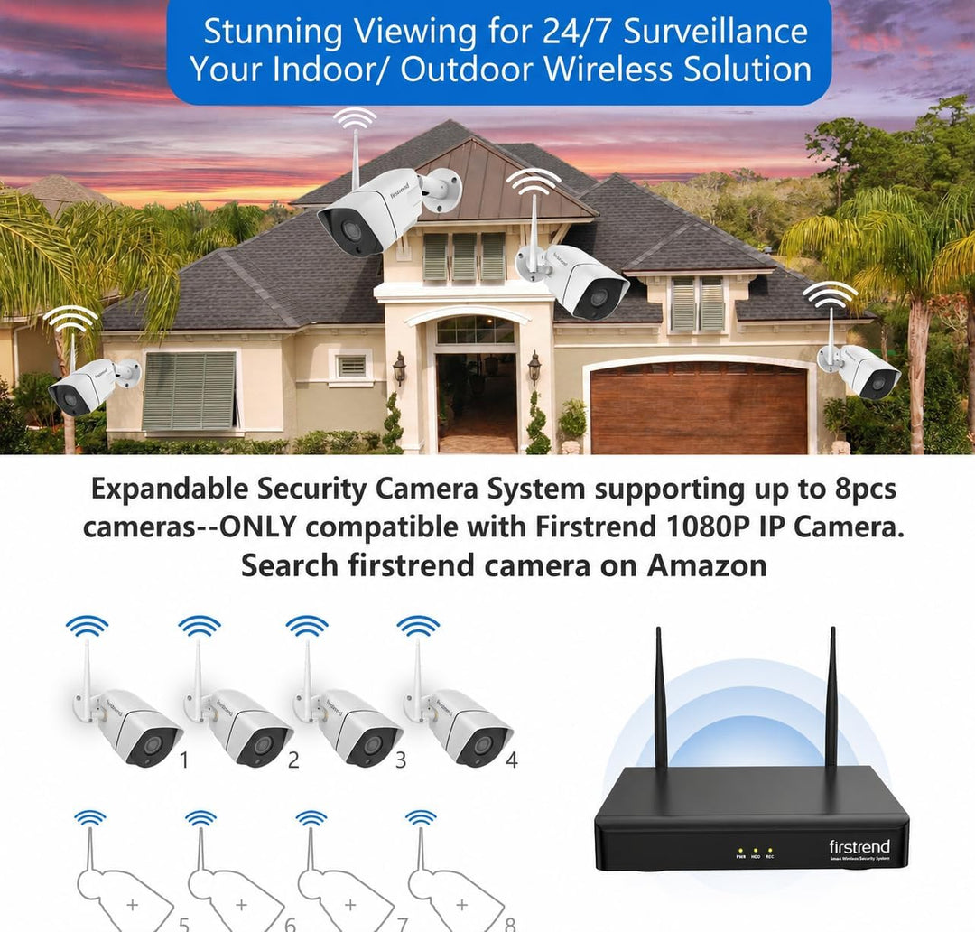 Sistema de cámara de seguridad inalámbrica 1080P, sistema DVR inalá...