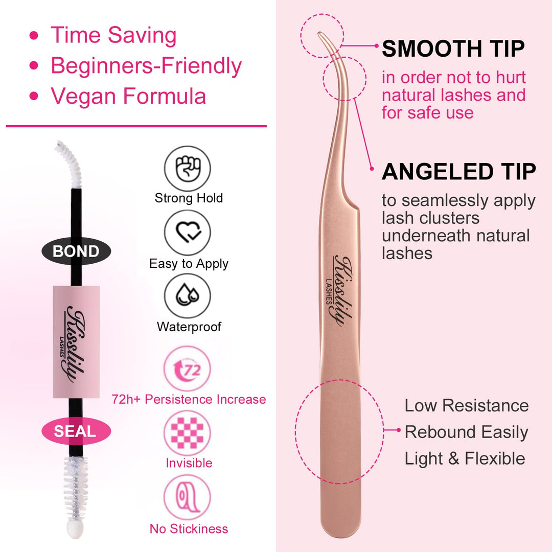 Extensiones de pestañas postizas naturales con banda invisible, kit...