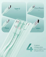 charmast Cargador portátil de carga rápida, 4 cables incorporados,...