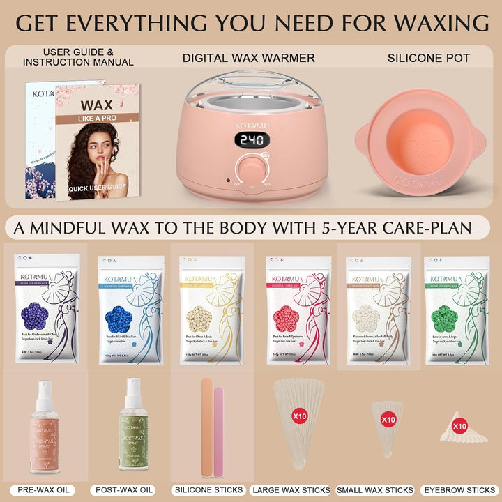 KOTAMU Calentador de cera, kit de depilación para mujeres y hombres...