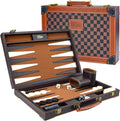 Backgammon Set para adultos, piel sintética de 15 pulgadas, color marrón