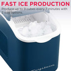 FRIGIDAIRE Máquina de hacer hielo compacta retro, hielo bala, 26 libras por día (azul)