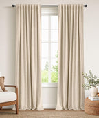 INOVADAY Cortinas 100% opacas de 84 pulgadas de largo, juego de 2 paneles de lino con pestaña trasera y bolsillo para barra, cortinas opacas para dormitorio, cortinas de ventana con aislamiento