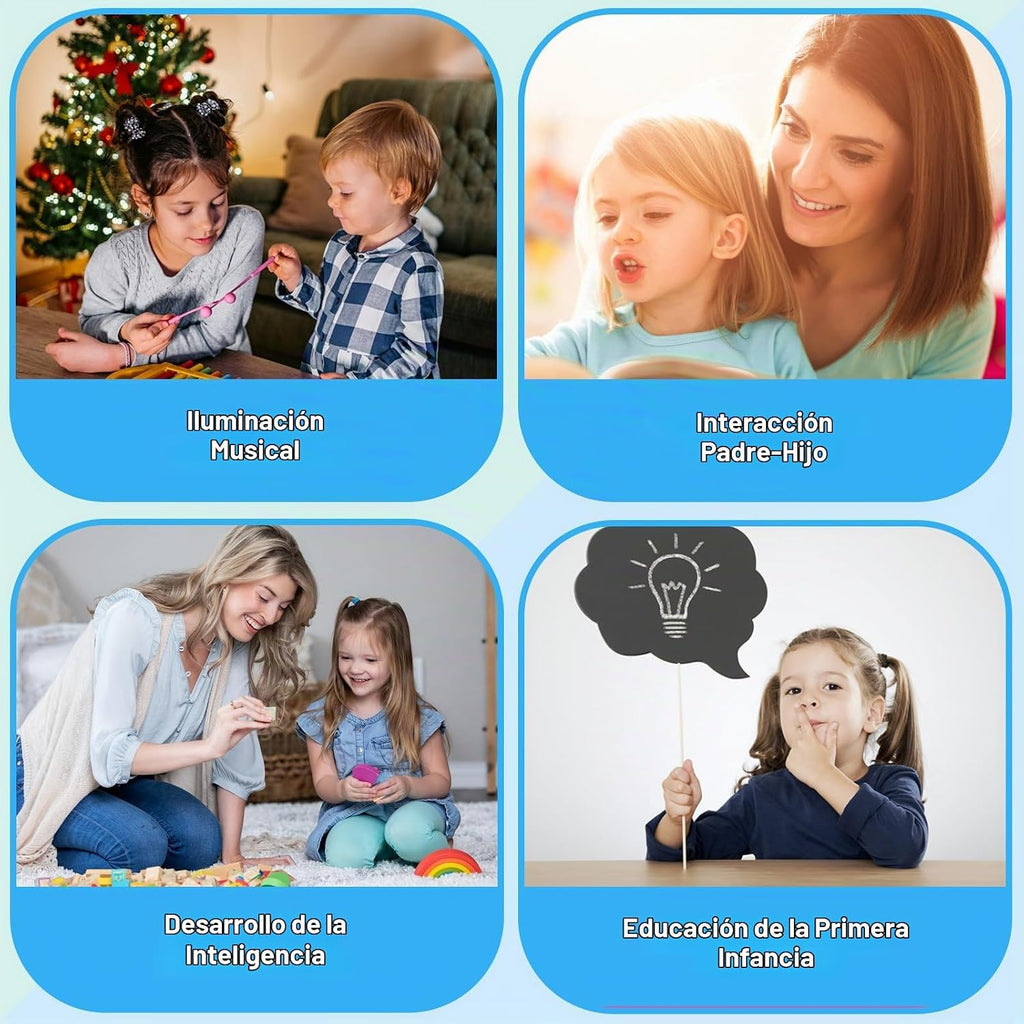 Soulmate Xilófono para niños, instrumento xilófono de 25 notas, percusión profesional con estuche y dos mazos seguros para principiantes, teclas de metal coloridas, enseñanza de música, regalos (azul)