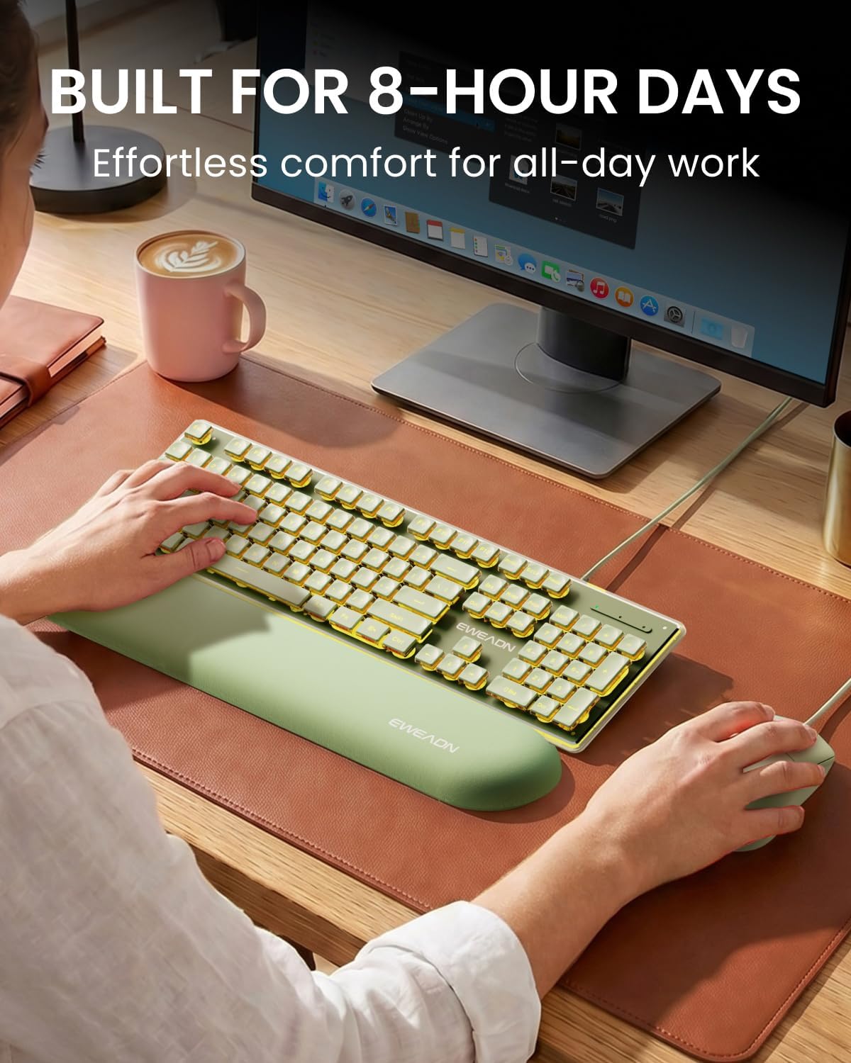 EWEADN GX710S Combo de teclado y mouse con cable con teclas de pudí...