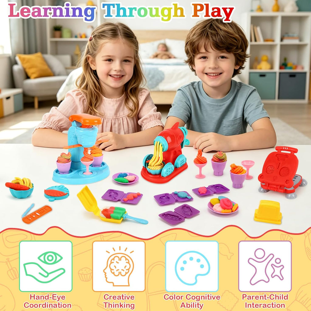 Set 3 en 1 de Masa de Jugar, 24 Colores de Herramientas de Cocina para Niños de 3 a 8 Años