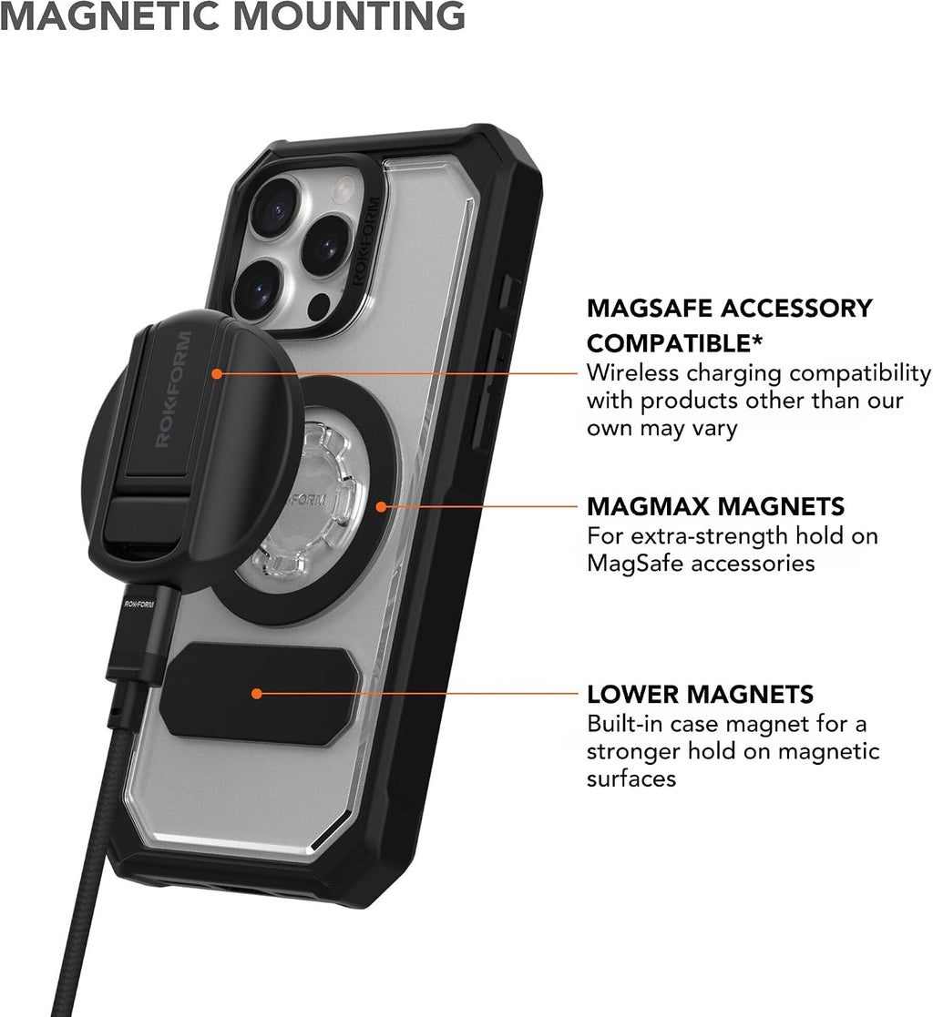 Rokform iPhone 16 Pro Max Crystal + soporte de carga magnético