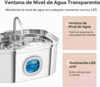 APAUK Fuente de Agua para Gatos de Acero Inoxidable, Fuente de Agua para Mascotas 108 oz/3.2 L