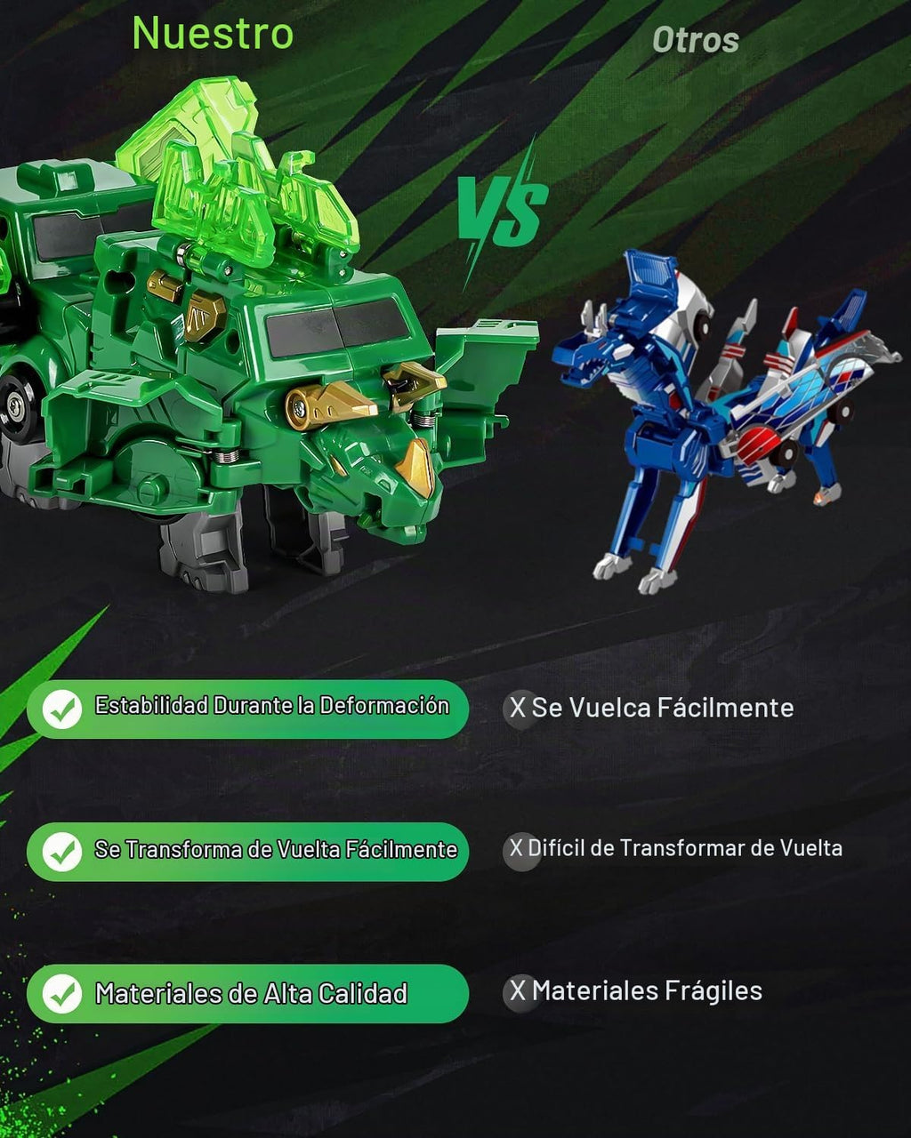 Juguete de automóvil de dinosaurio transformador de colisión, 2 autos magnéticos que se transforman en juguetes de dinosaurio, juguete de robot dinosaurio para niños a partir de 3 años, juguetes de