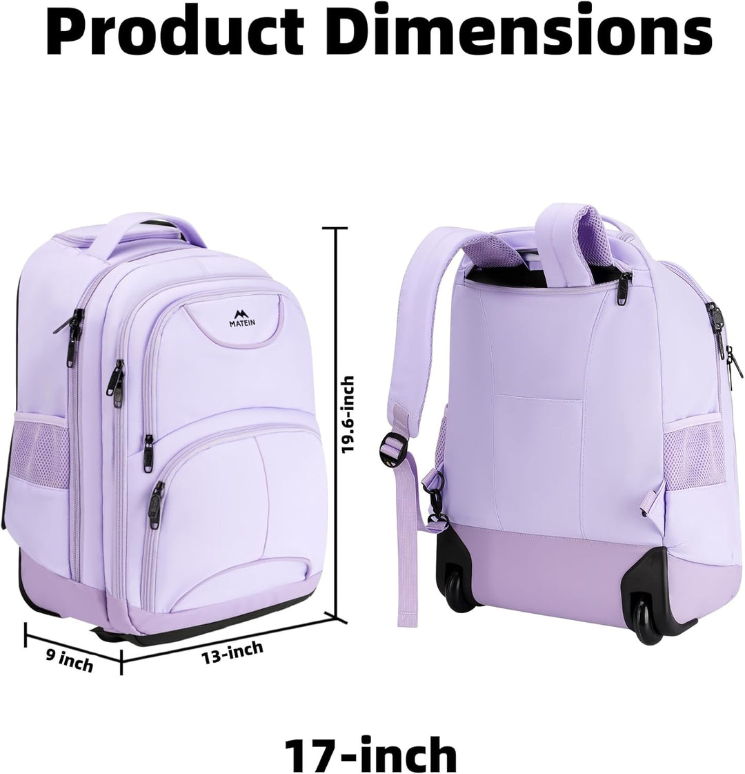 MATEIN Mochila con ruedas para mujer, mochilas de viaje para laptop...