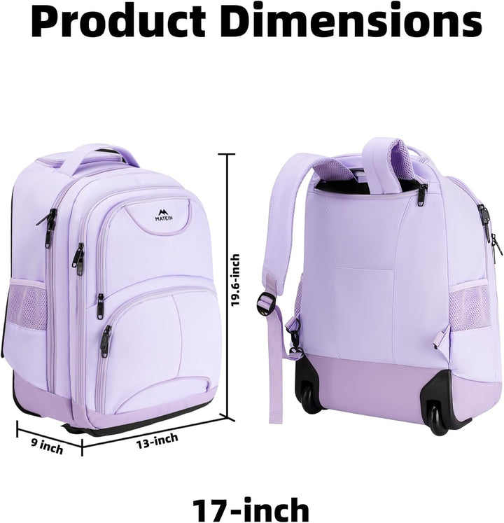 MATEIN Mochila con ruedas para mujer, mochilas de viaje para laptop...