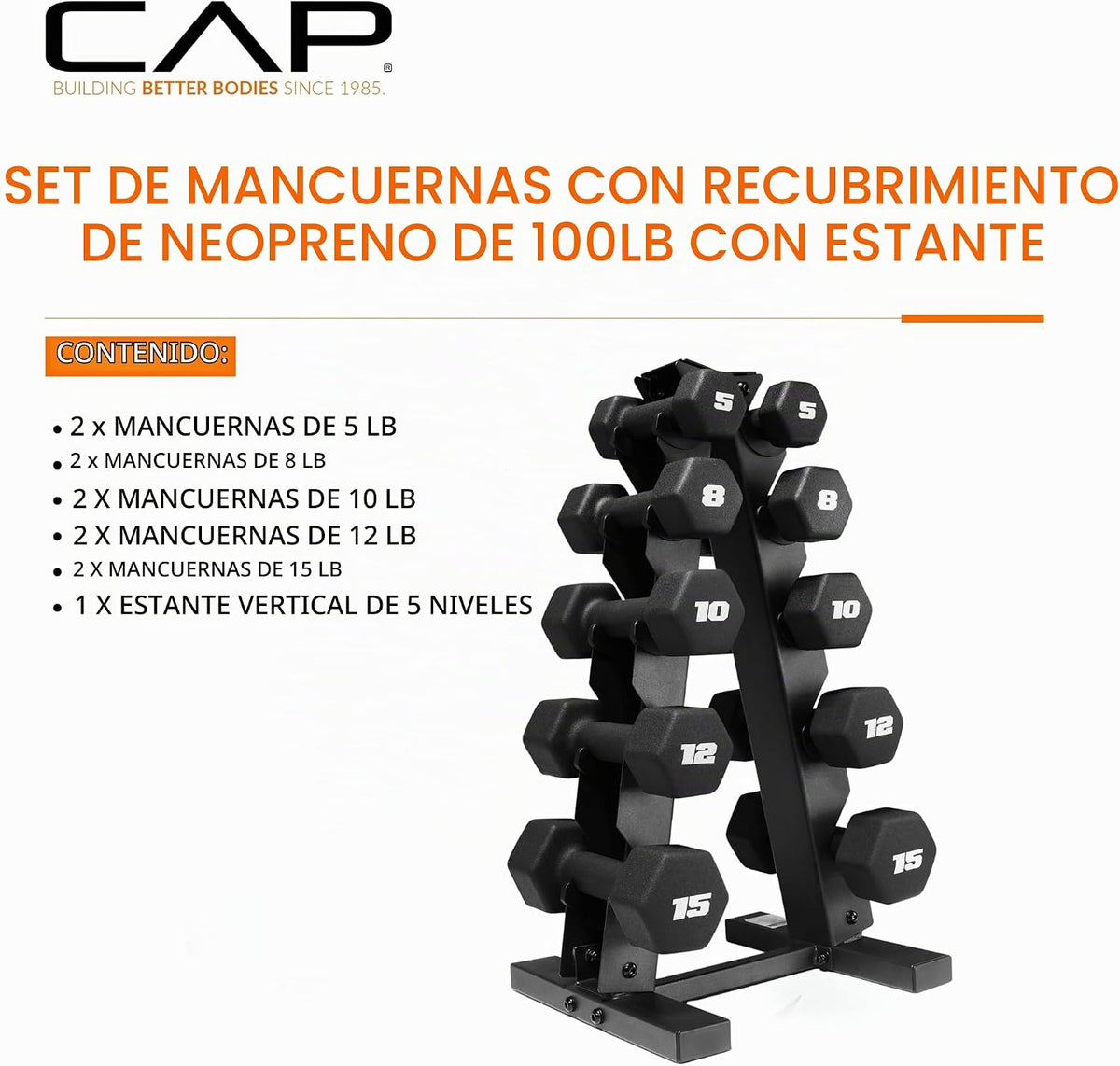 CAP Pares y juegos de mancuernas de neopreno Barbell | Negro