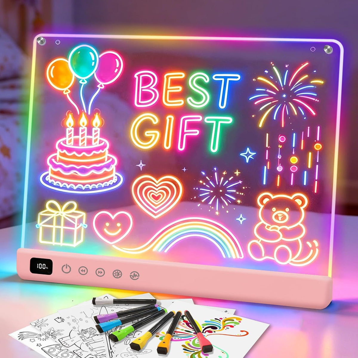 Cosmody Tablero de dibujo LED recargable, regalo para niños y niñas a