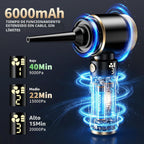 Aspiradora de Coche, Potente Succión de 20000Pa y Batería de 6000mAh, Hasta 40 Min de Uso, Negro