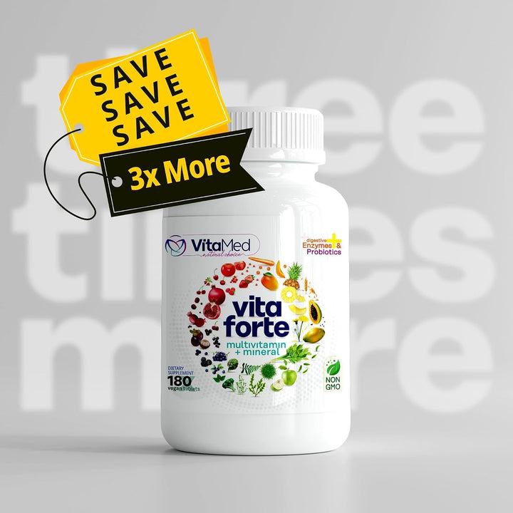 Vita Forte Multivitamínico vegano con probióticos, enzimas digestiv...