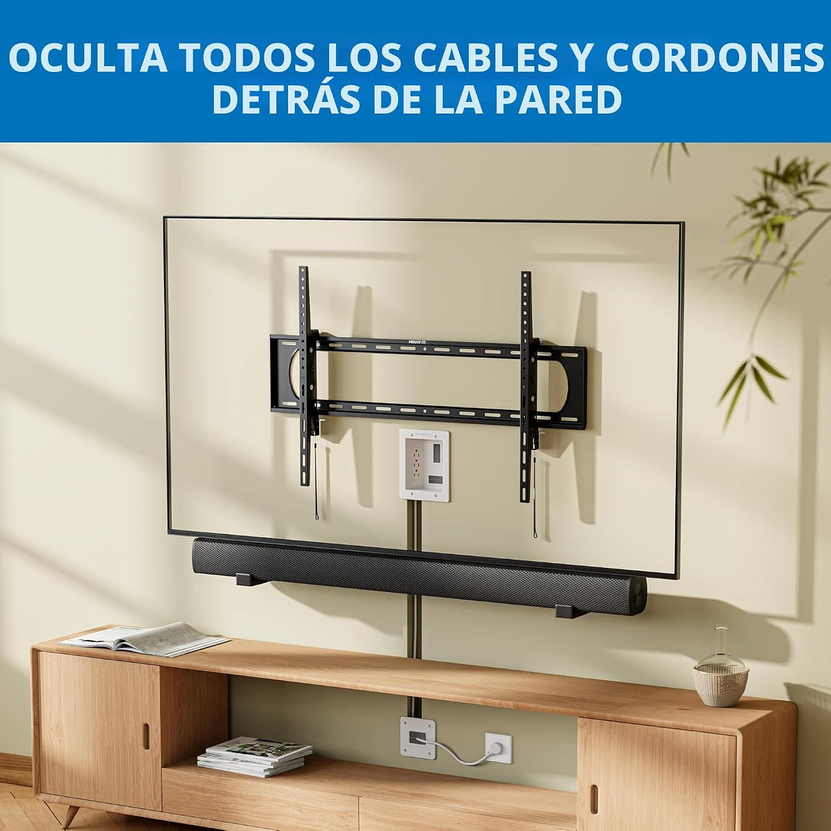 Mount-It! Kit empotrable para ocultar cables de TV con alimentación empotrada – Triple toma, cable de 9 ft y sierra de mano – Gestión de cables fácil y segura para configuraciones de TV y home theater organizadas