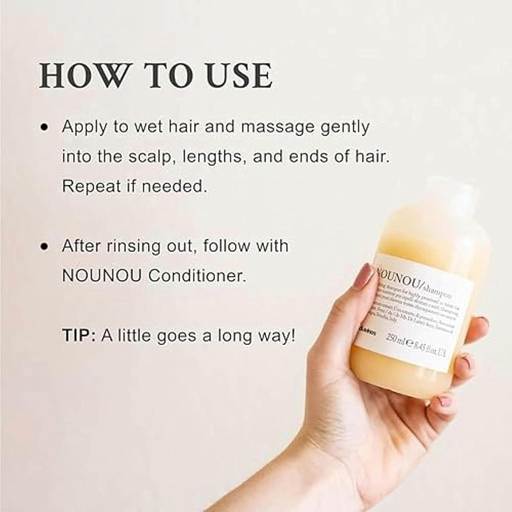 Davines NOUNOU Shampoo | Champú hidratante profundo para cabello de...