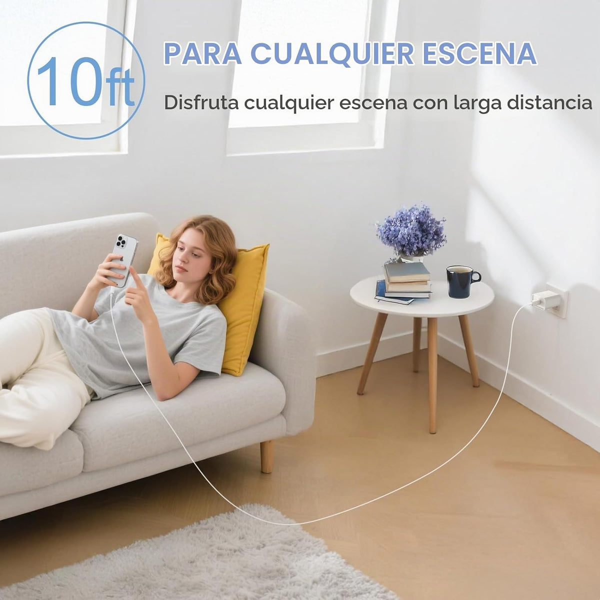 iPhone 18 17 16 Cargador de carga rápida extra largo 10FT USB C cargador