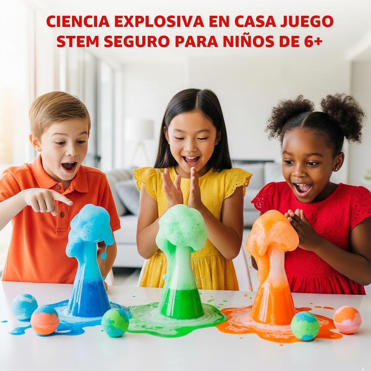 Playz Kaboom! Kit de más de 50 experimentos científicos explosivos para niños de 8 a 12 años con 25 experimentos de fichas de Playz Lab - Set de química STEM, juguetes educativos y regalos de