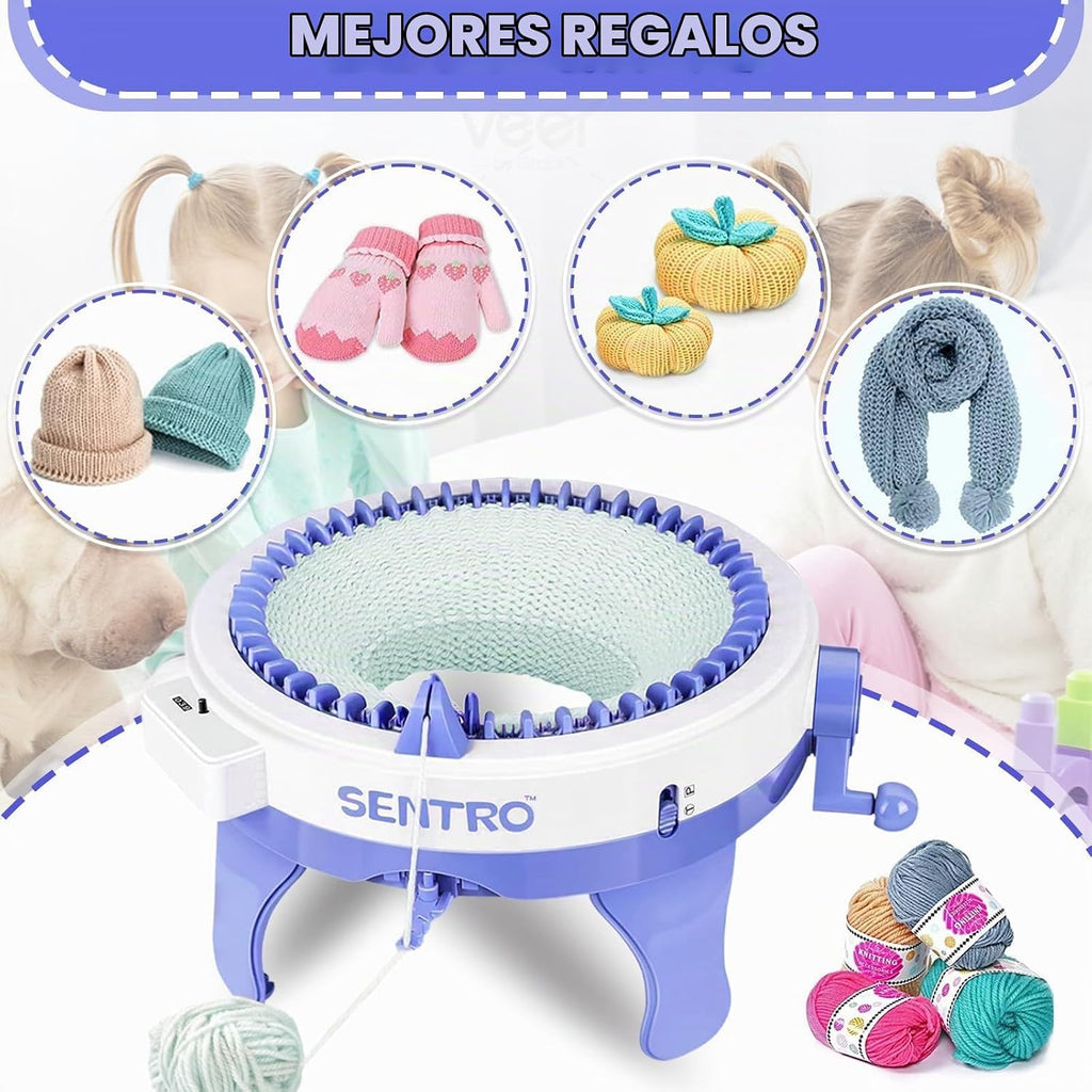 SENTRO máquina de tejer 48 agujas con contador de filas para principiantes (zafiro)