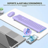 Combo de teclado y mouse inalámbricos, teclado ergonómico silencios...