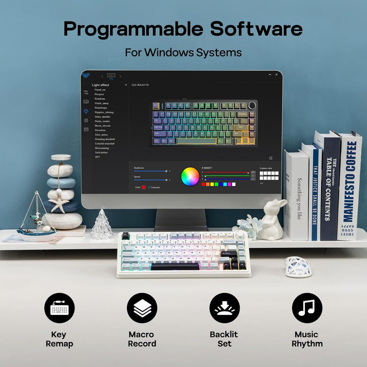 EPOMAKER x Aula F75 - Teclado mecánico con junta, 75% inalámbrico i...