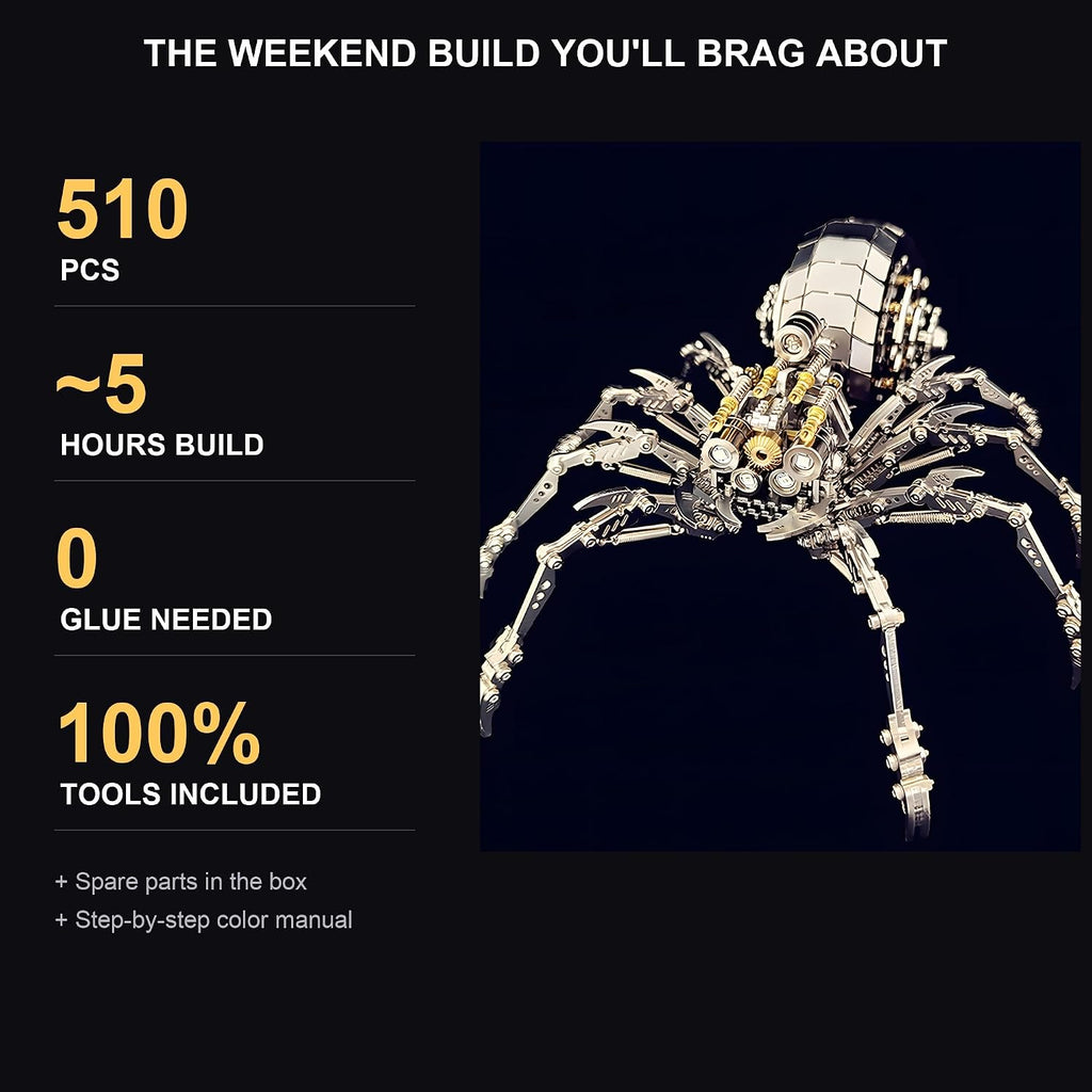 Rompecabezas de metal 3D para adultos, kit de modelo de araña de