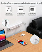 Mifaso Paquete de 2 regletas de alimentación, cable de extensión de enchufe
