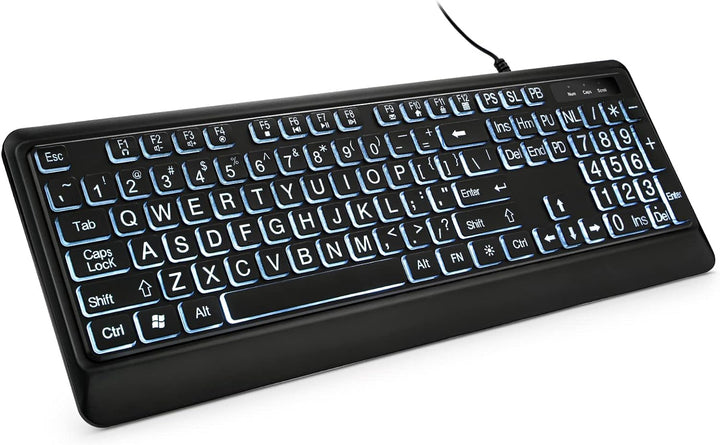 KOPJIPPOM Teclado Retroiluminado de Letras Grandes Teclado