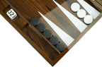 Juego de mesa de backgammon lacado de madera de lujo de 18 pulgadas con tazas de dados de cuero premium y fichas de juego acrílicas