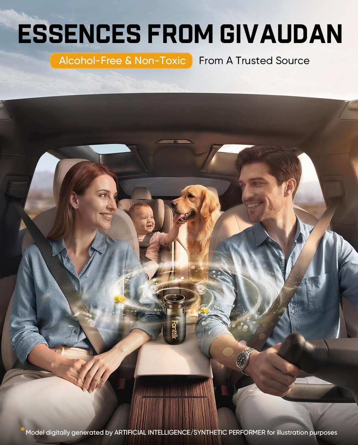 Fanttik Ambientador de coche sin agua N10, luz ambiental, seguro para
