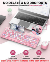 Colorido combo de teclado y mouse inalámbricos, teclas redondas, te...