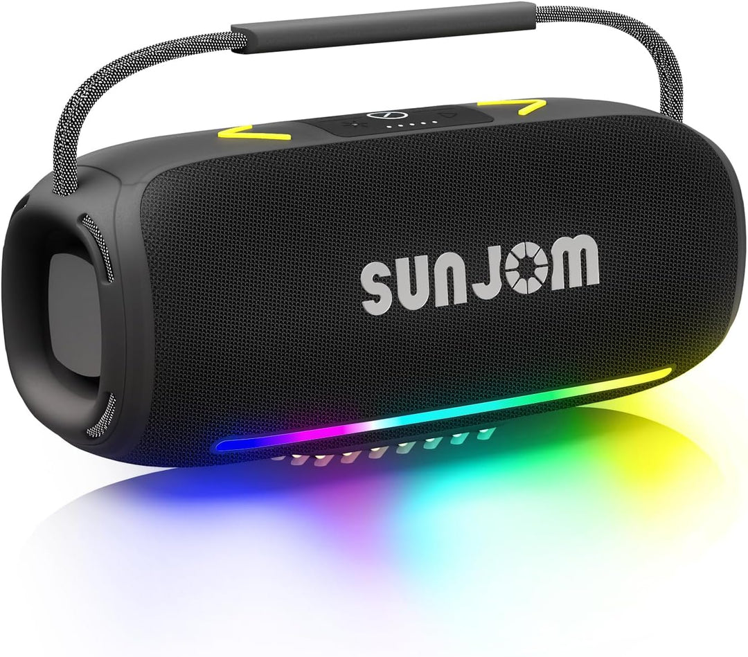 SUNJOM Altavoz Bluetooth estéreo con luces RGB coloridas, graves pr...