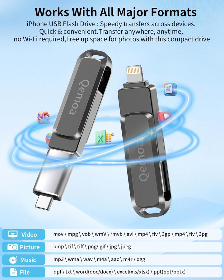 Memoria externa de 256 GB con certificación MFi para iPhone, almace...