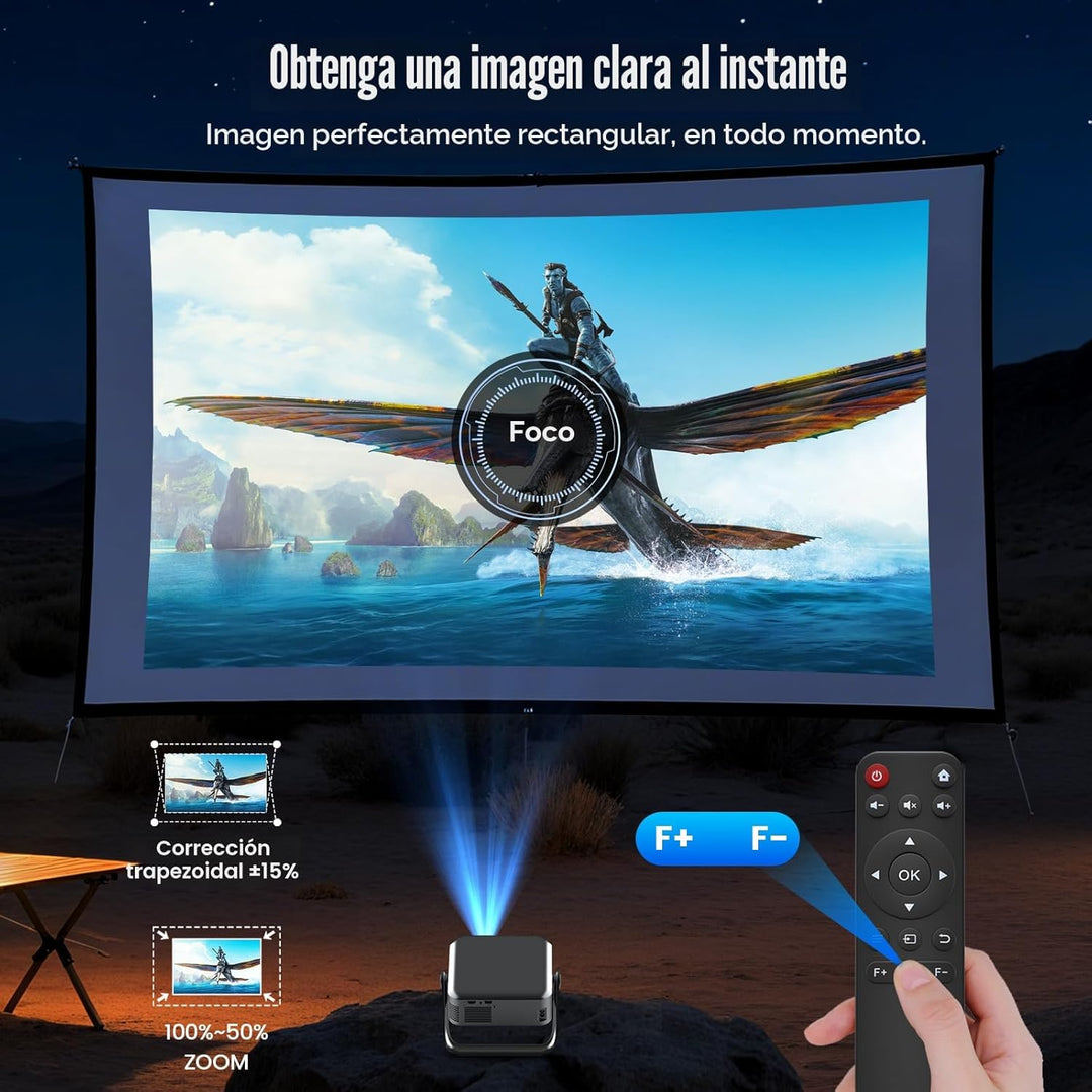 Proyector inteligente con WiFi6 y Bluetooth5.2, negro