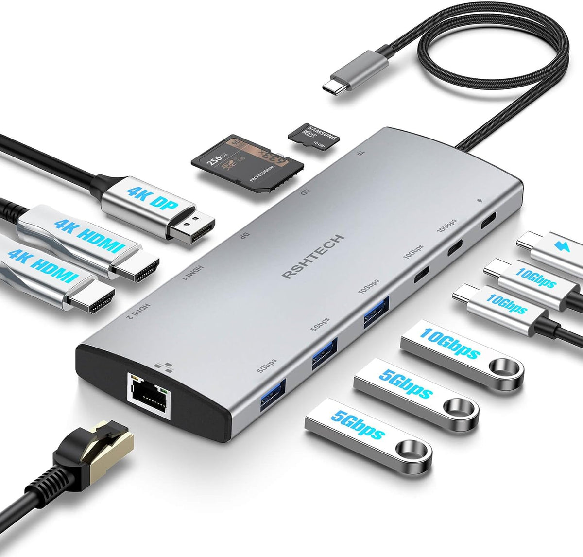 RSHTECH, RSH-T12HD, hub USB